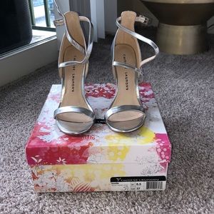 Silver strappy heels